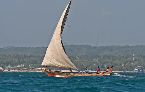Coast, boat, island, ships, Bay, sail, Africa, harbour