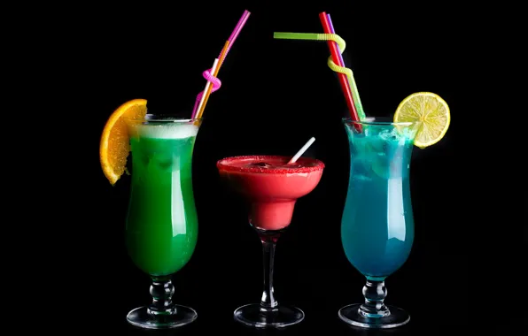 Lemon, orange, glasses, cocktails