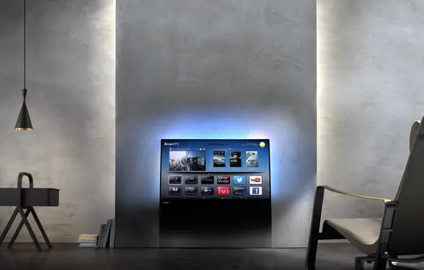 Picture wall, interior, chair, TV, Philips DesignLine TV