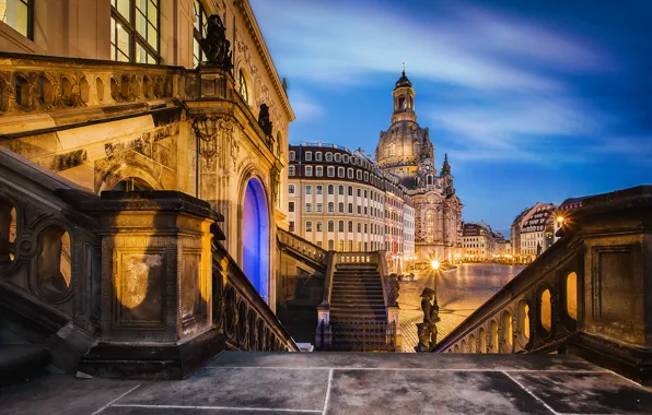 Light, Dresden, ladder, monument, Church, Cathedral