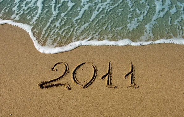 Sand, sea, water, macro, the ocean, shore, new year, figures