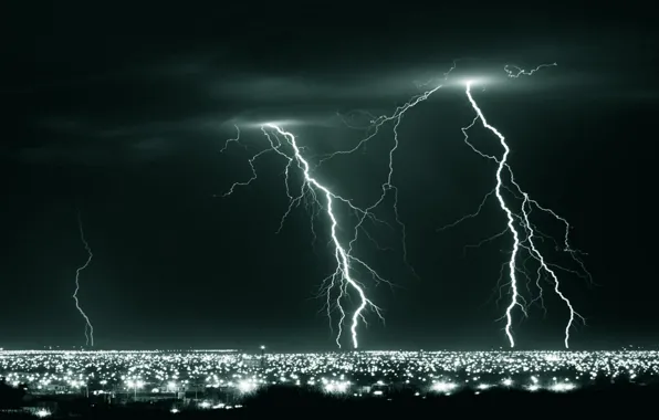 Night, photo, element, Lightning
