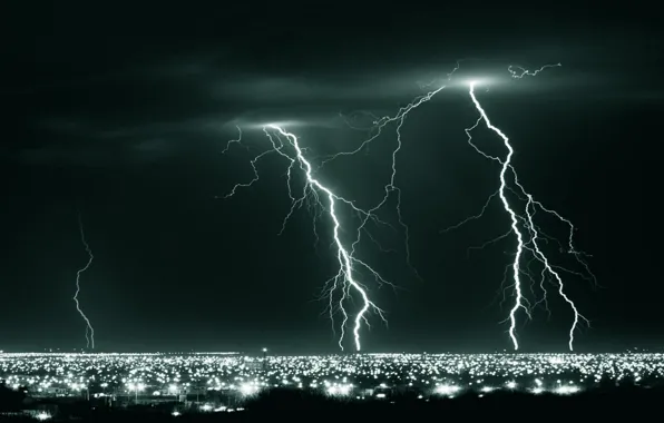 Night, photo, element, lightning