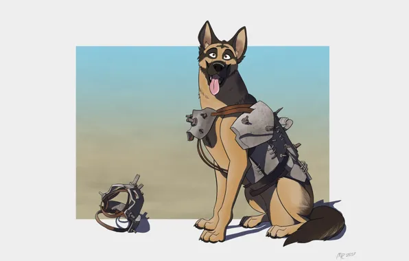 Minimalism, Dog, Shepherd, Fallout, Art, Shepherd, Dog, German shepherd