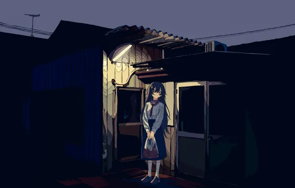 Night, house, girl