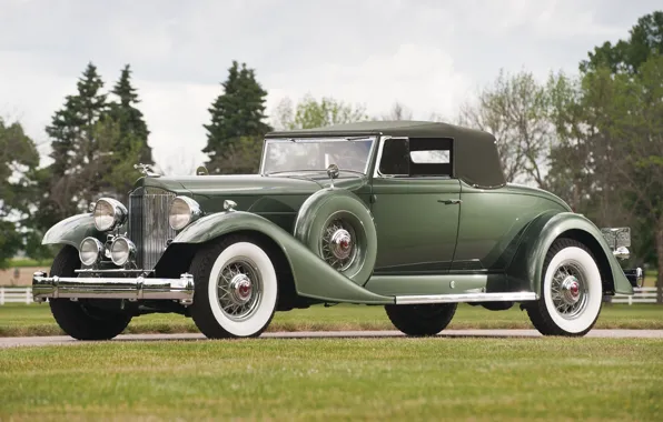 Picture retro, green, the front, 1933, Twelve, Packard, Convertible Coupe, Tvelv