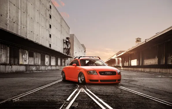 Picture Audi, Orange, Car, Tuning, Stance