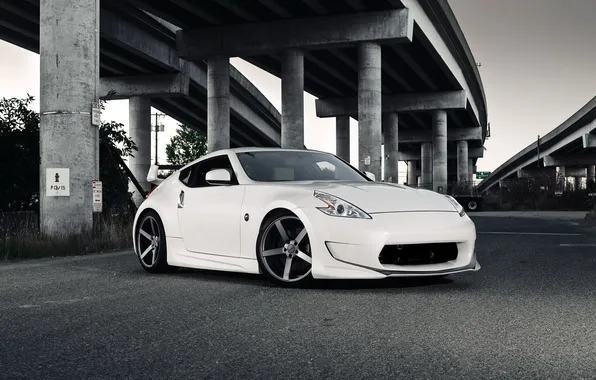 Picture white, bridge, tuning, overpass, sports car, car, Nissan, Nissan 370Z