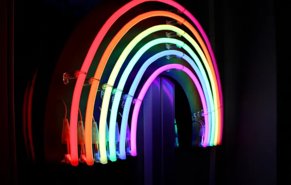 Picture lights, colorful, rainbow, lines, macro, neon, lamp, bright