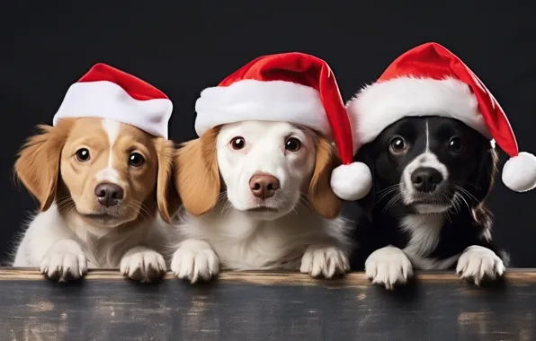 Dogs, look, lights, dog, Christmas, gifts, New year, friends