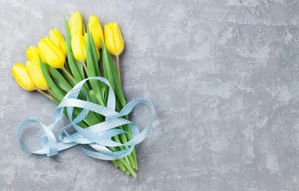 Flowers, bouquet, tulips, yellow, wood, flowers, tulips, bouquet