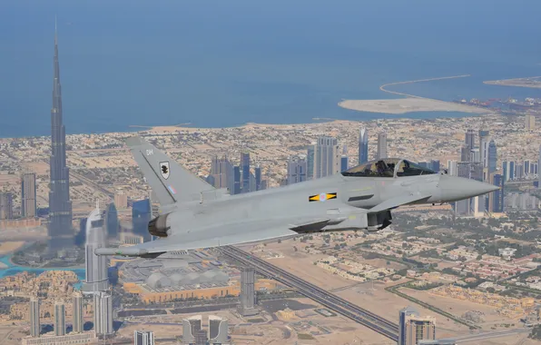 Flight, the city, fighter, Dubai, Eurofighter Typhoon