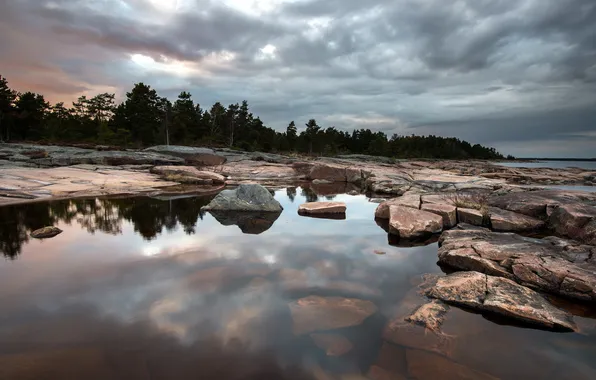 Nature, lake, stones