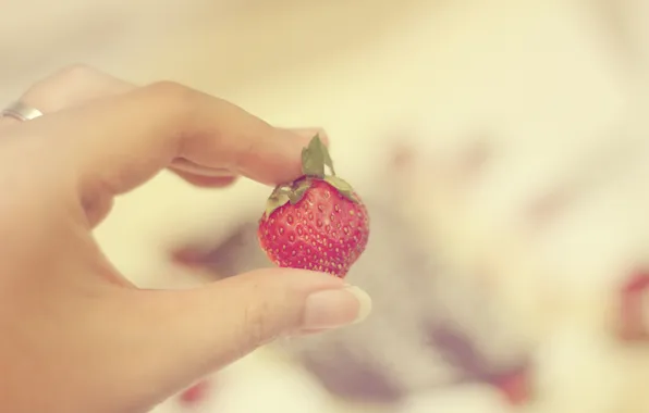 Hand, strawberry, berry, fingers, nails