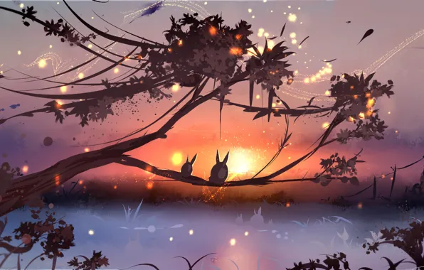 Animals, sunset, nature, by ryky
