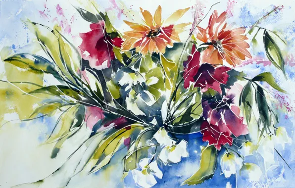 Flowers, watercolor, painting