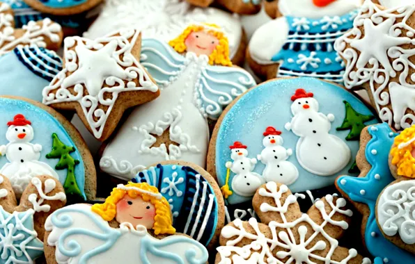 Picture cookies, glaze, angel