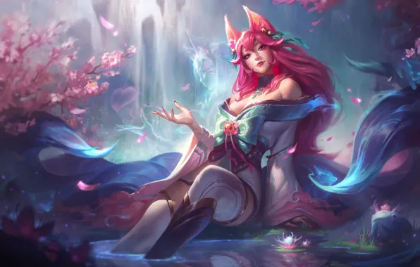 Picture Fox, Girl, lol, Game, League of Legends, Skin, Ahri, League Of Legends