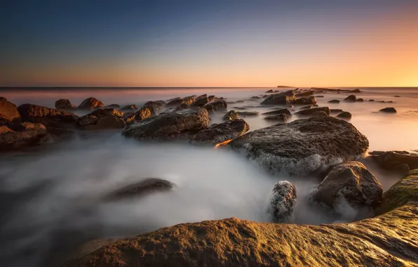 Picture stones, dawn, coast, England, morning, North Yorkshire, Filey