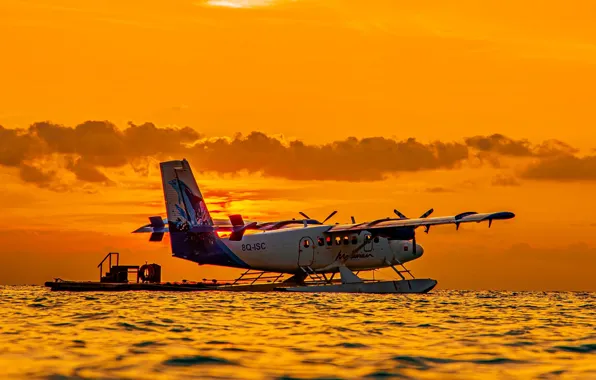 Aviation, sunset, Wallpaper, the plane, picture, sunset, plane, hydroplane