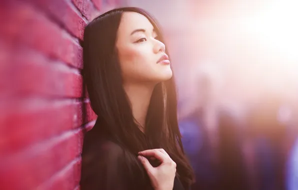 Picture look, face, wall, hair, profile, Asian