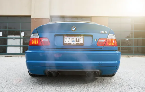 Picture blue, smoke, the building, bmw, BMW, shadow, blue, back