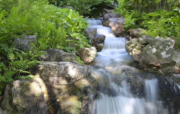 Picture stones, Il, Illinois, cascade, Glencoe, Glencoe, Chicago Botanic Garden, Chicago Botanic garden