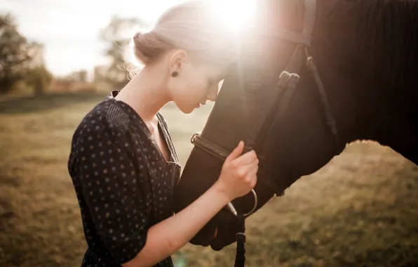 Picture girl, nature, horse