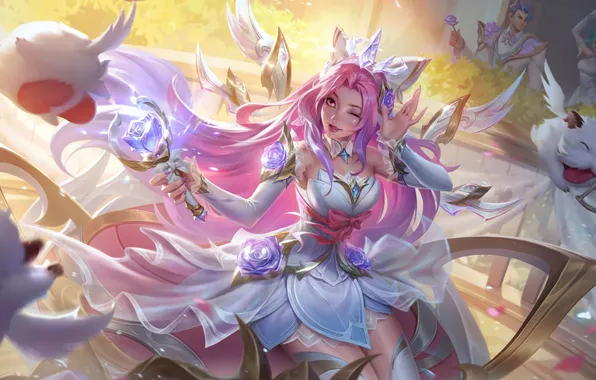 Game, character, beautiful girl, character, League of Legends, pink hair, LOL, League Of Legends