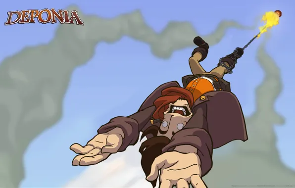Picture flight, deponia, Rufus, Deponia