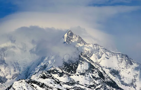 Picture clouds, snow, mountains, France, France, snow, Mountains, Peaks Mist Megeve