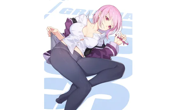 Picture girl, sexy, anime, purple, lying down