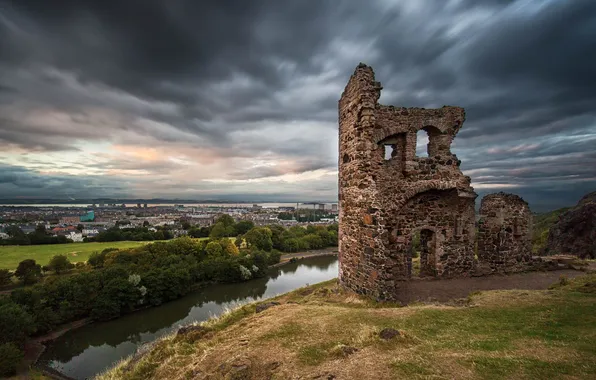 Scotland, Edinburgh, The ruins of the Church of St. Anthony, Holyrood Park