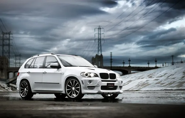 White, clouds, BMW, SUV, tuning, BMW X5