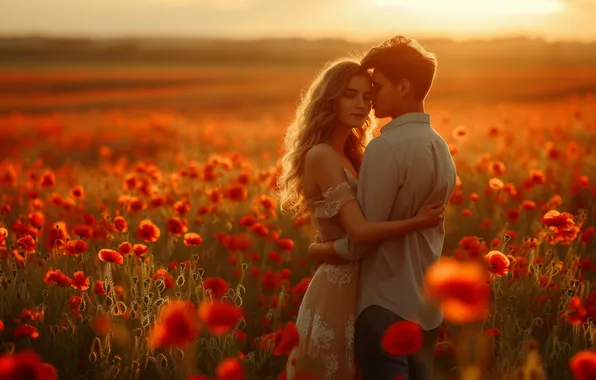 Summer, girl, light, love, sunset, flowers, pose, Maki