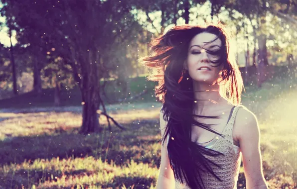 Picture girl, the sun, rays, Park, mood, Julia Davis