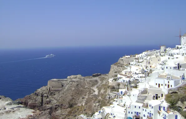 Sea, summer, landscape, island, Santorini, Greece, beauty.