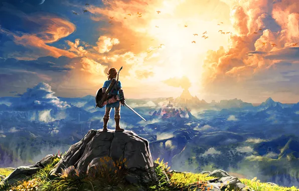 Clouds, Mountains, Guy, Nintendo, Game, Link, Link, The Legend of Zelda: Breath of the Wild