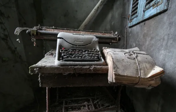 Picture background, the darkness, typewriter