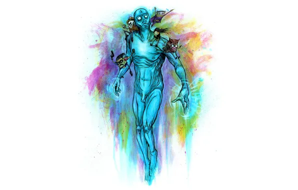 Picture white, background, the film, keepers, comic, rorschach, comedian, doctor manhattan