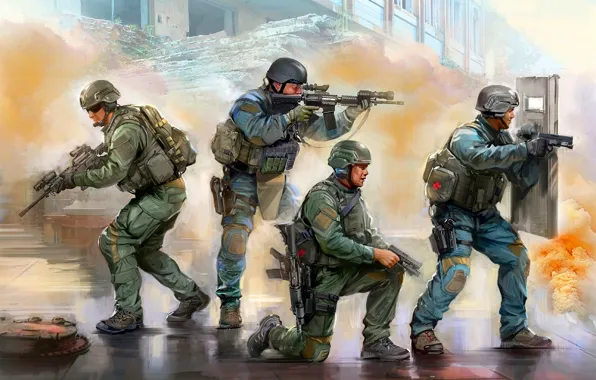Police, USA, SWAT, M4A1, Glock 17, Special forces, Ballistic shield