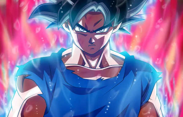 Look, guy, red background, Dragon Ball, Dragonball, aura power