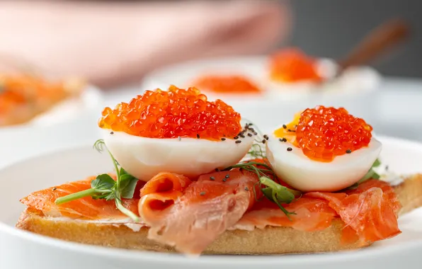Eggs, fish, caviar, red caviar