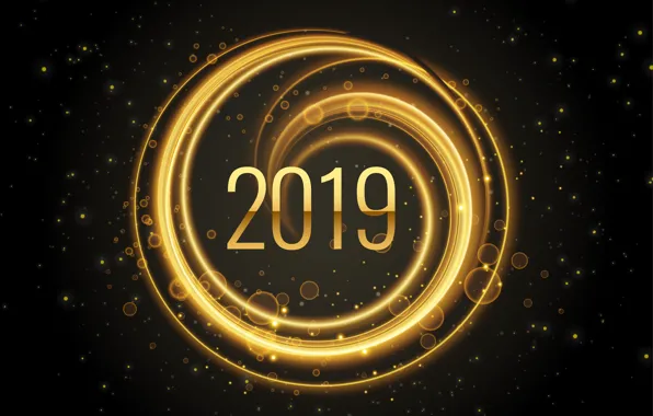 Gold, New Year, figures, golden, black background, black, background, New Year