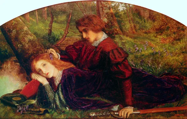 Picture 1860, Arthur Hughes, Knight Geraint and Enida