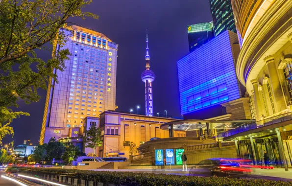 Night, The city, Building, China, Shanghai, Night Landscape