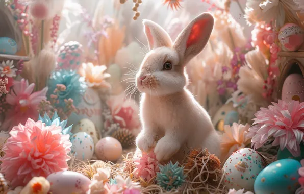 White, look, light, flowers, holiday, toy, toys, hare