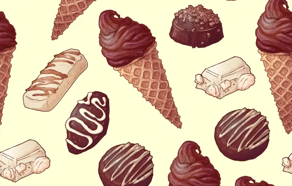 Background, chocolate, candy, ice cream