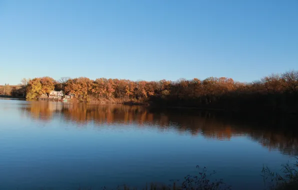 Autumn, landscape, yellow, nature, lake, Georgievsk