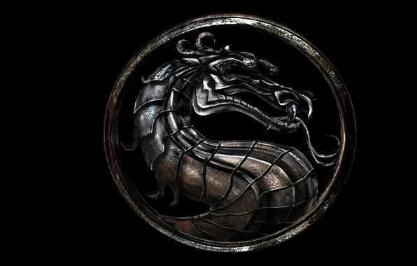 Picture dragon, symbol, Mortal Kombat, Dragon Logo, black background